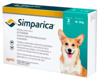 SIMPARICA 10 a 20 kilos 40 mg 3 comprimido