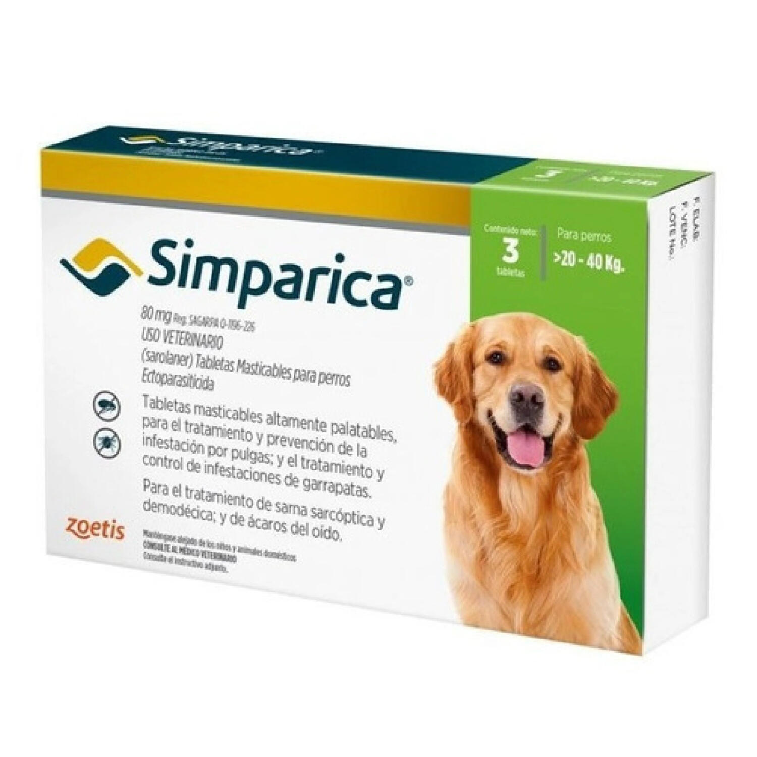 SIMPARICA 20 A 40 KG 3 COMPRIMIDOS