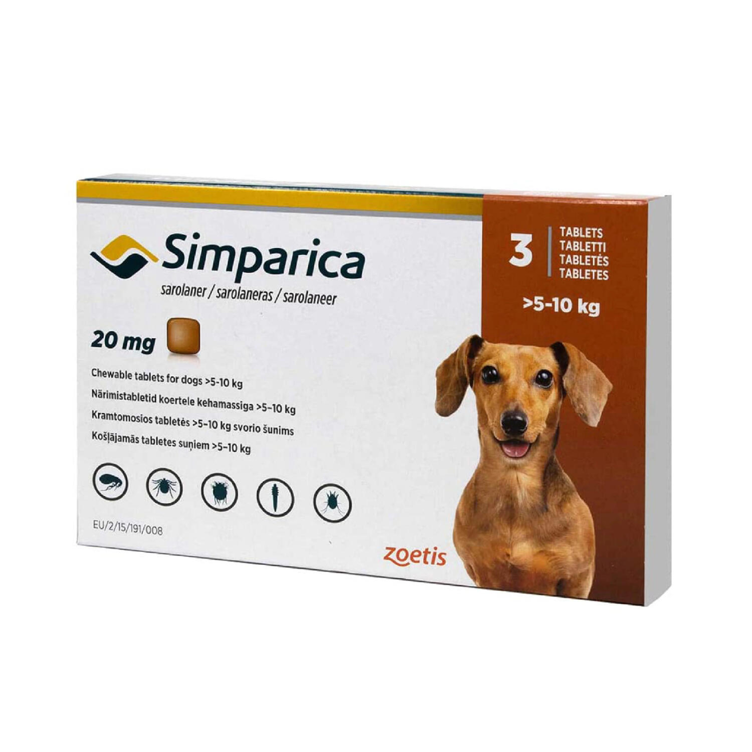 SIMPARICA 5 A 10 KG 3 COMPRIMIDOS